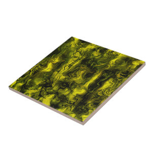 Nervous Energy Grungy Abstract  Black and Yellow Tile