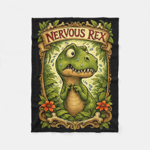 Nervous Rex - Funny Tyrannosaurus  Fleece Blanket