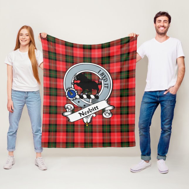 Nesbitt Clan Badge Tartan Plaid Fleece Blanket (In Situ)