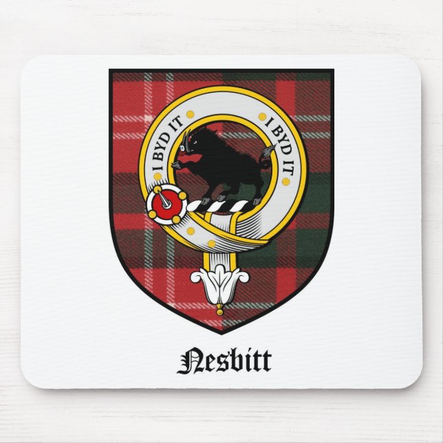 Nesbitt Clan Crest Badge Tartan Mouse Pad (Front)