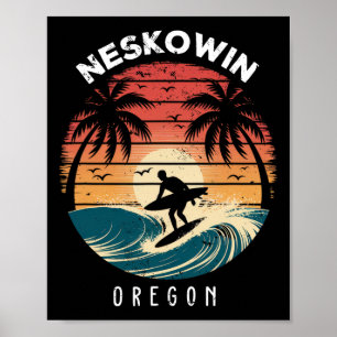 Neskowin Oregon Surfboard Waves Beach  Poster