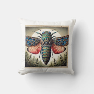 Nesomomus insect dorsal view in watercolor and ink cushion