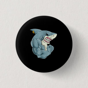Ness Shark At Gym Training Men Women Kids 3 Cm Round Badge