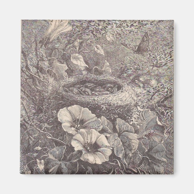 Nest, Flowers, and Butterfly Magnet (Front)