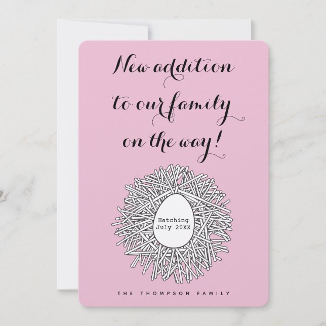 Nest Monogram Baby Girl Pregnancy Announcement (Front)