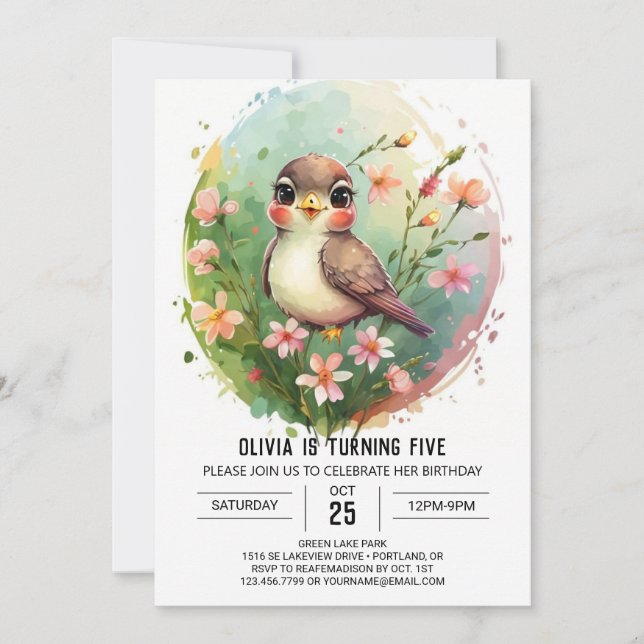 Nest Online Bird Birthday Invitation (Front)