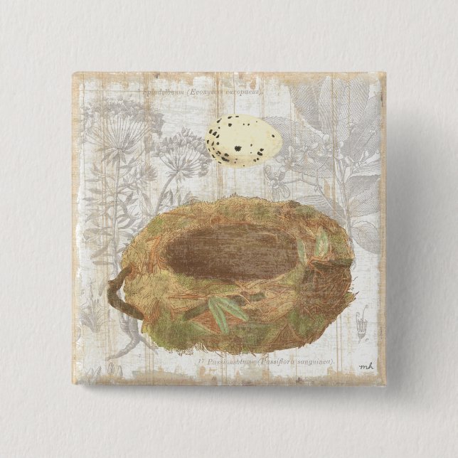 Nest with Speckled Egg 15 Cm Square Badge (Front)