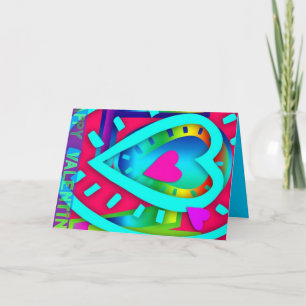 Nested Heart Pop Colours Valentine Greeting Holiday Card