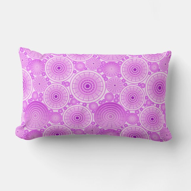 Nested wheels - lavender and purple lumbar cushion (Front)