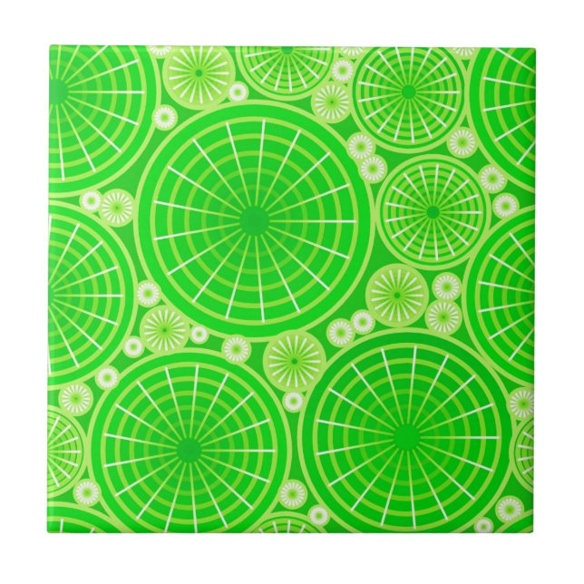 Nested wheels - lime green tile (Front)