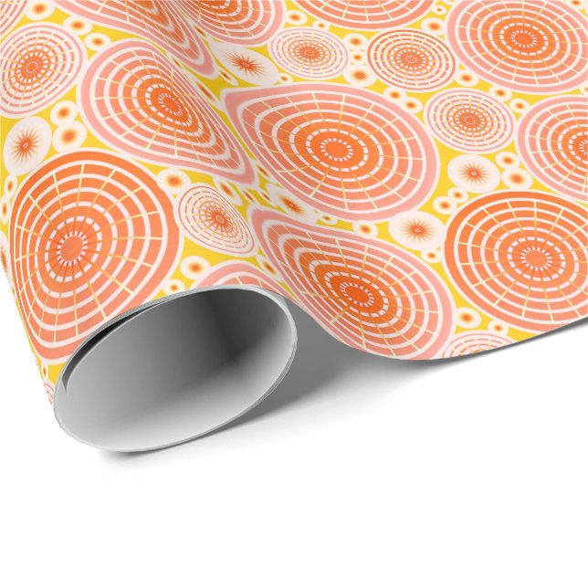 Nested wheels - orange and gold wrapping paper (Roll Corner)