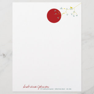 Nesting Bird Family Baby Shower Letterhead