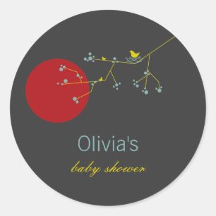 Nesting Bird Family Baby Shower Party Sticker