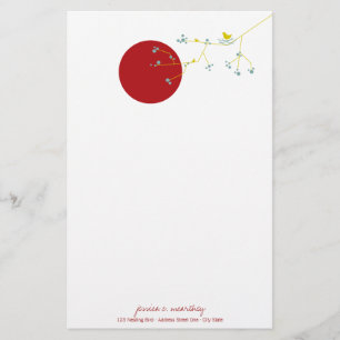Nesting Bird Family Baby Shower Stationery Paper