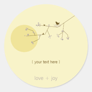 Nesting Bird Family On Branches Simple Baby Shower Classic Round Sticker