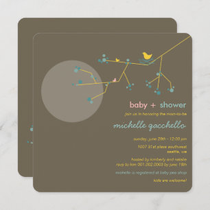 Nesting Bird Family Tree Simple Chic Baby Shower Invitation