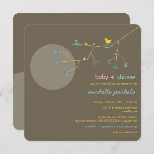 Nesting Bird Family Tree Simple Chic Baby Shower Invitation
