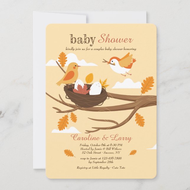 Nesting Birds Baby Shower Invitation (Front)