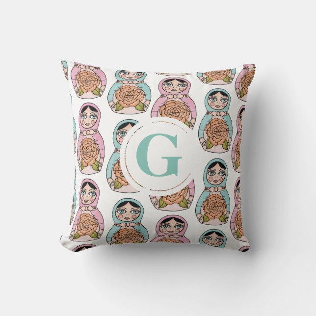 Nesting Doll matryoshka Personalised Letter Pillow (Front)