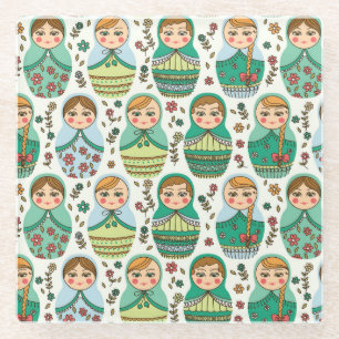 Nesting Dolls Glass Coaster