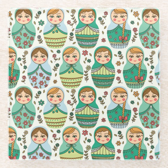 Nesting Dolls Glass Coaster (Front)
