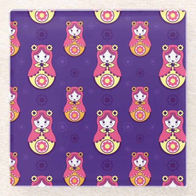 Nesting Dolls Glass Coaster (Front)