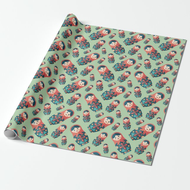 Nesting Dolls Wrapping Paper (Unrolled)
