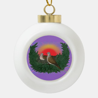 Nesting Doves Ceramic Ball Christmas Ornament