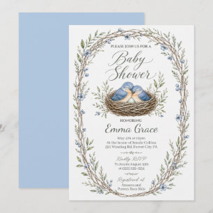 Nesting Eastern Bluebirds Baby Shower Invite