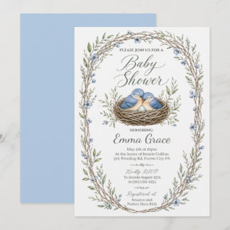 Nesting Eastern Bluebirds Baby Shower Invite