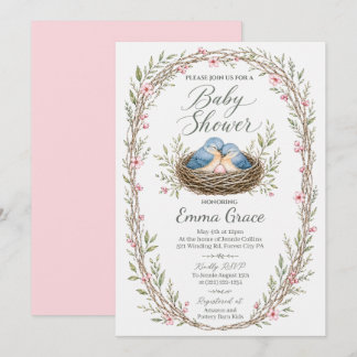Nesting Eastern Bluebirds Baby Shower Invite