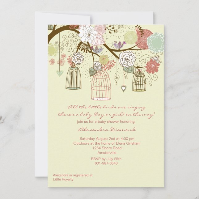 Nesting Floral Baby Shower Invitation (Front)