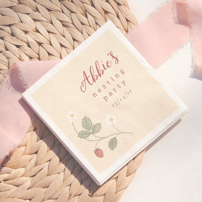 Nesting Party Berries & Flowers Girl Baby Shower Napkin (Creator Uploaded)
