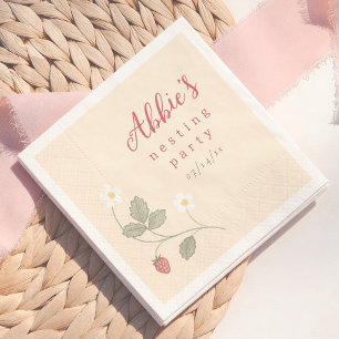 Nesting Party Berries & Flowers Girl Baby Shower Napkin