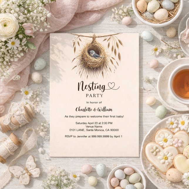 Nesting party bird nest baby shower invitation (Creator Uploaded)