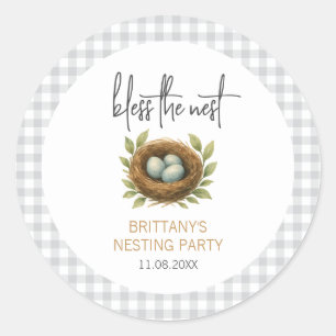 Nesting Party Bless the Nest Neutral Baby Shower Classic Round Sticker