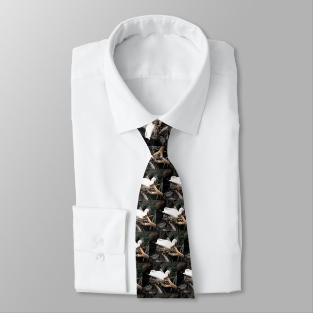 Nesting Spoonbills bird fashion Tie (Tied)