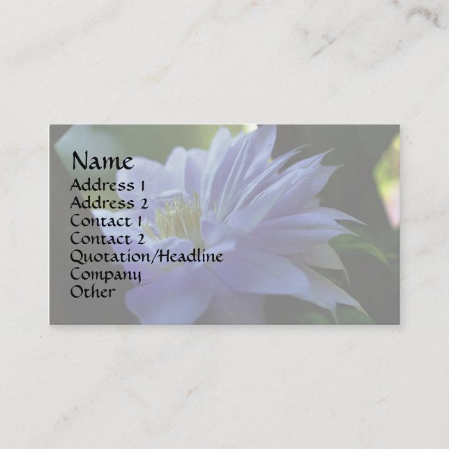 Nestled Purple Clematis Floral Business Card (Front)