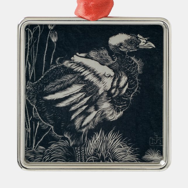 Nestling Bird (by Jan Mankes) Metal Tree Decoration (Front)