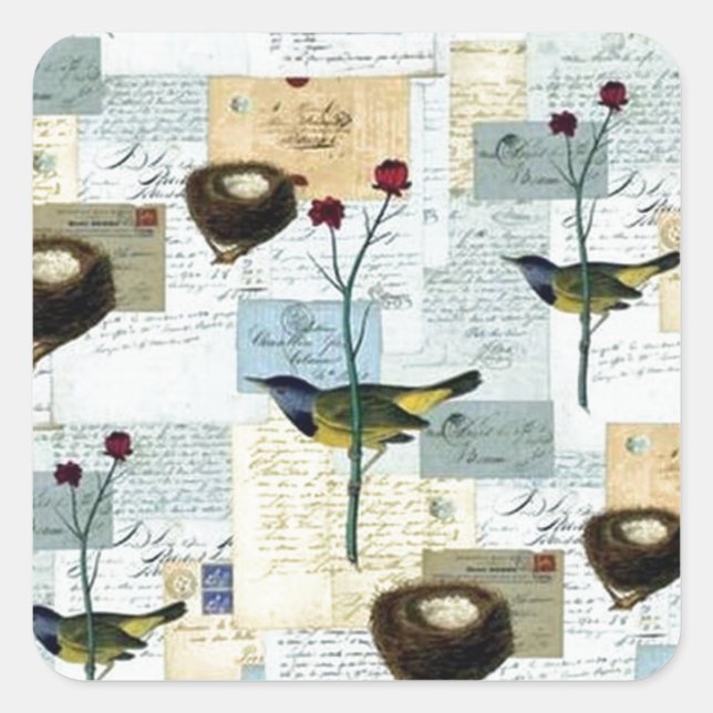 Nests and birds - Square Sticker (Front)