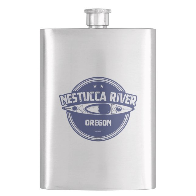 Nestucca River Oregon Kayaking Hip Flask (Front)