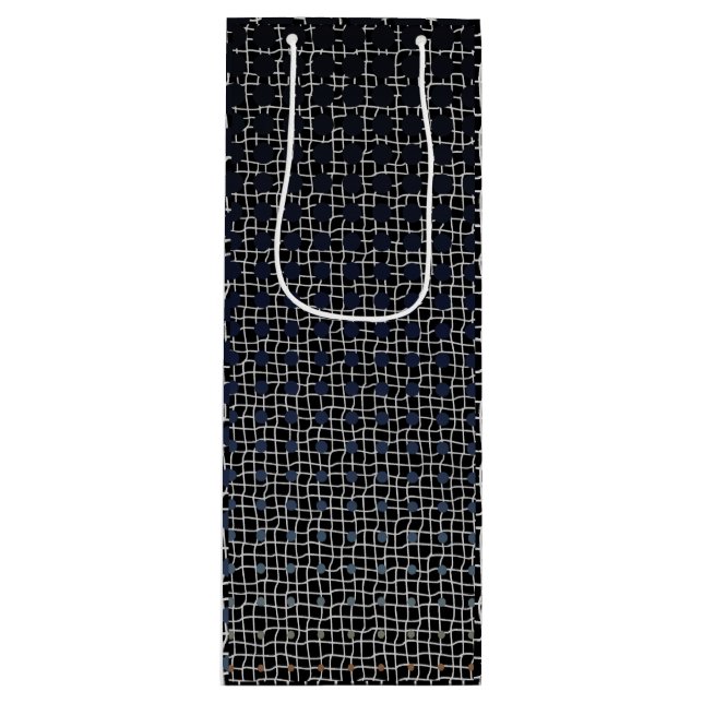 Net Pattern 11.black.wx4.5k Black BG Wine Gift Bag (Front)