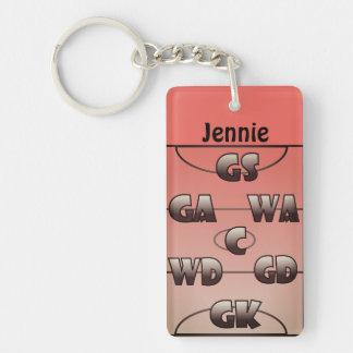 Netball Court and Player Positions Personalised Key Ring