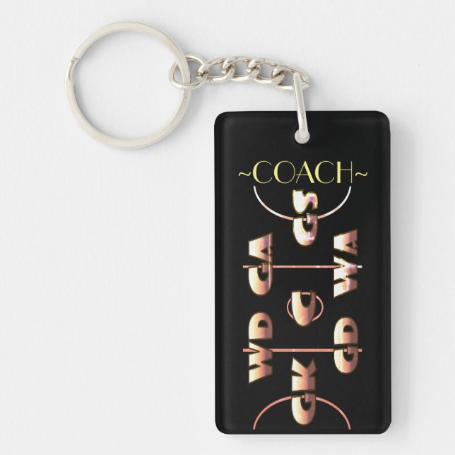 Netball Court Player Positions Personalised Key Ring (Front)
