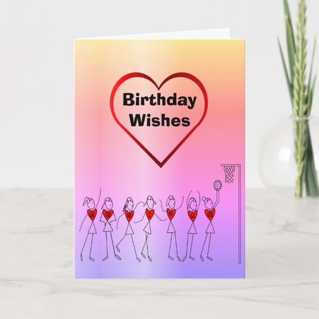 Netball Greetings Happy Birthday Card (Front)
