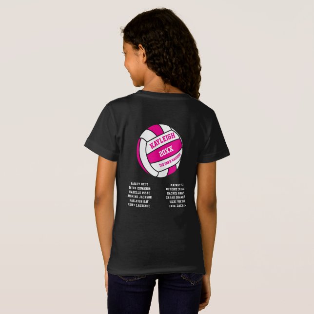 Netball pink white out team names T-Shirt (Back Full)