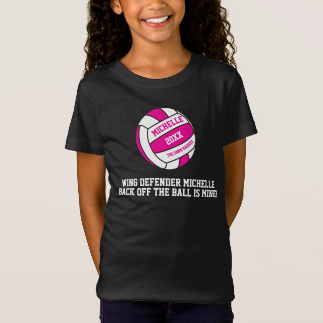 Netball pink white out wing defender girl T-Shirt (Front)