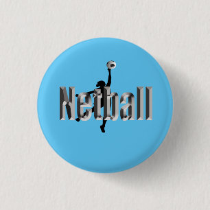 Netball Player And Dimensional Name, 3 Cm Round Badge