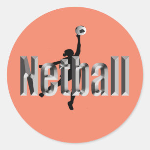Netball Player And Dimensional Name,  Classic Round Sticker