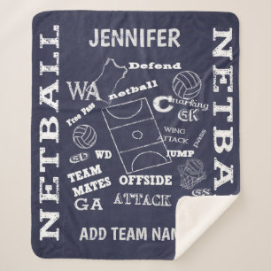 Netball player chalkboard style sherpa blanket